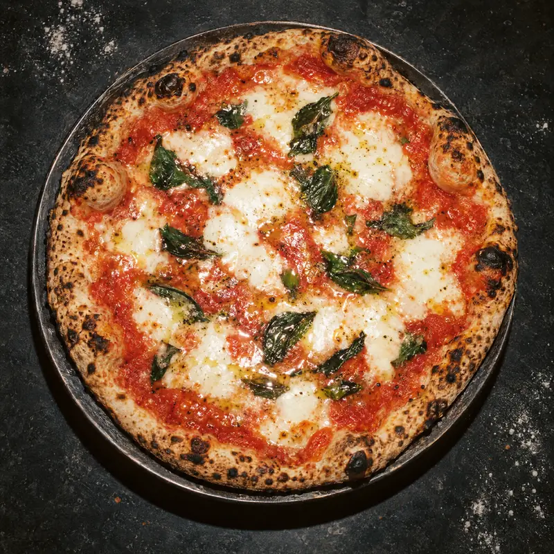Pizza margherita vista de cima